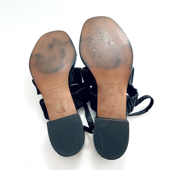 Maguire Ruched Strap Sandals Slingback Block Heels Mule Black Size 37 Spain 6 US - Picture 3 of 4